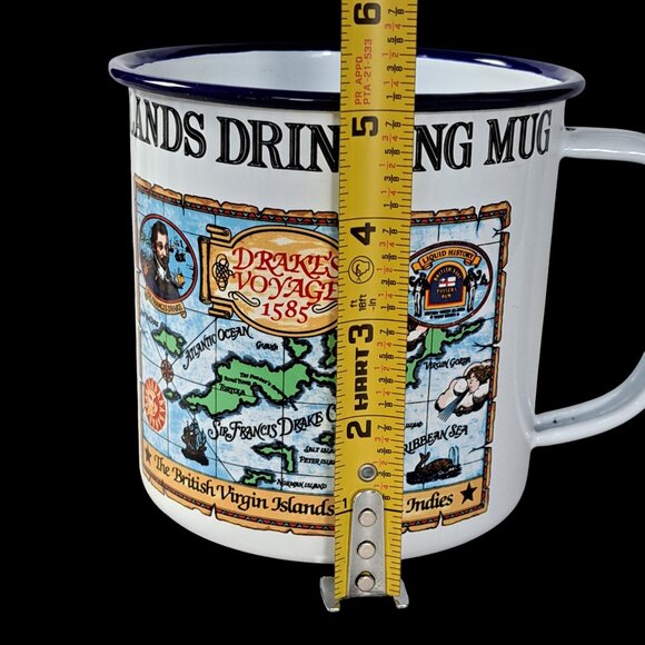 Vtg Pusser's British Navy Rum Enameled With Map Tin Large Mug - Picture 7 of 8